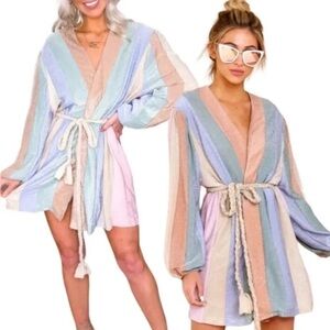 Aura Pastel Multi-Stripe Mini Dress